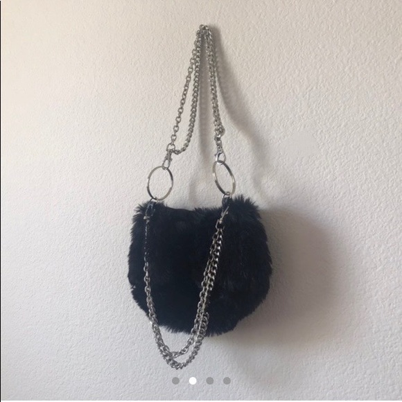 SOLD- Vintage Black Fur Goth Purse🖤 - Picture 2 of 4